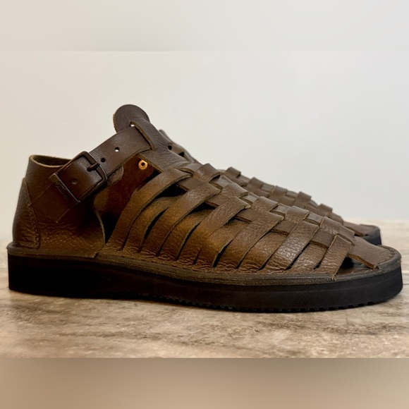 Fracap DO25 Sandals Huaraches Italian Leather Woven Olive Green Sandals 41 / 8 main image 8